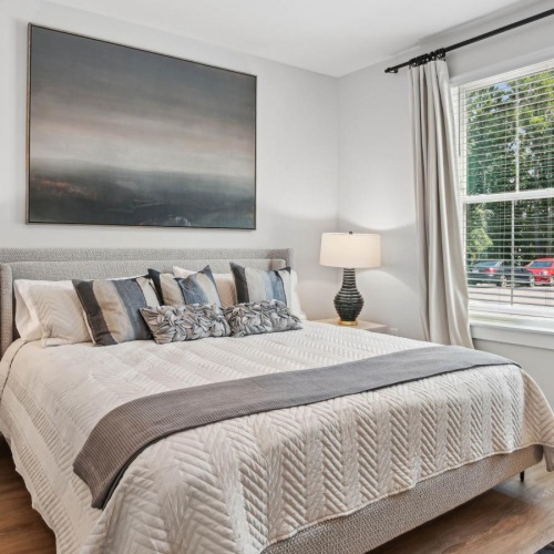 Sleep in style a bedroom with a large window